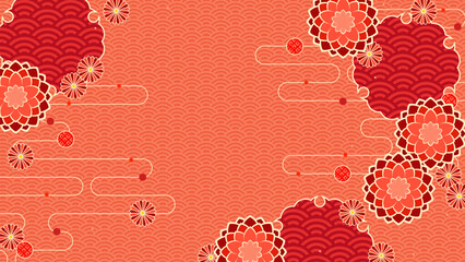 秋色のはなやかな和風背景、16:9