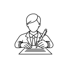 A man in a suit is signing a document, perfect for business or legal themes.