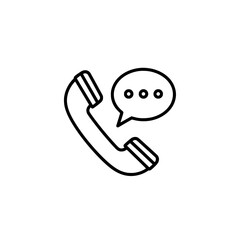 An icon of a phone receiver with a speech bubble, suggesting a call or conversation.