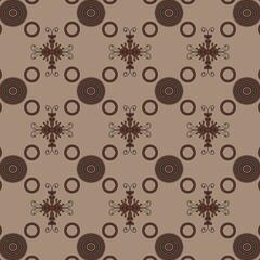  Vintage Geometric Floral Pattern on Brown Background
