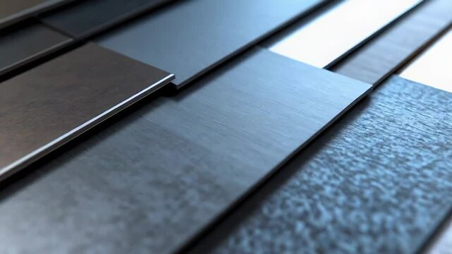 Metal sheets showing different textures and colors overlapping