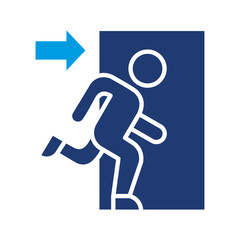 Evacuation Icon Vector Illustration Blue Version