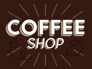 White coffee shop text on brown background vector