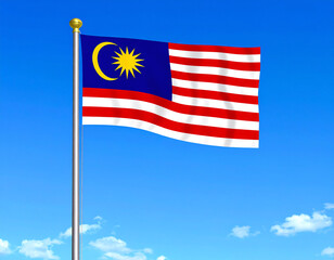Fototapeta premium Malaysia country flag on bright blue sky background