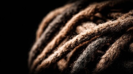 Dreadlocks Captured in Intricate Detail Against a Dark Backdrop Highlighting Texture and Color Variations