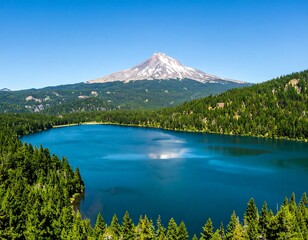 Mountain overlooking tranquil lake