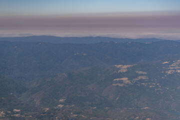 Fototapeta premium Smog in the Santa Clara Valley. Santa Cruz Mountains. Santa Clara County, California
