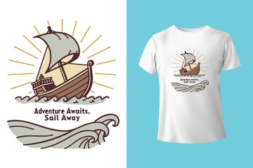 East Dock yachting company sailing team cute vintage vector print for children kid boy marine wear tee shirt