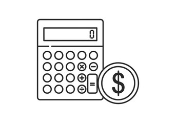 Vector art of calculator and dollar coin illustration representing financial calculation and money management