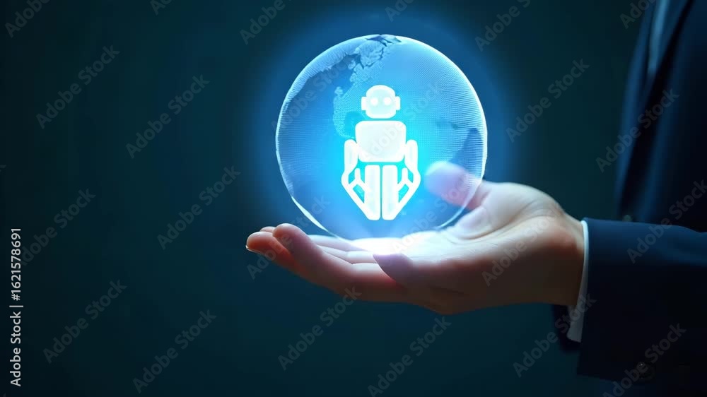 Aufkleber flat hand using holographic device to showcase nonprofit evaluation strategies - impact measurement 