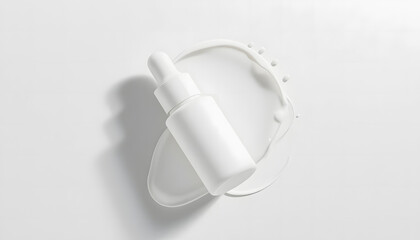 Fototapeta premium Sleek white skincare packaging floats, emphasizing lightness and modern design.
