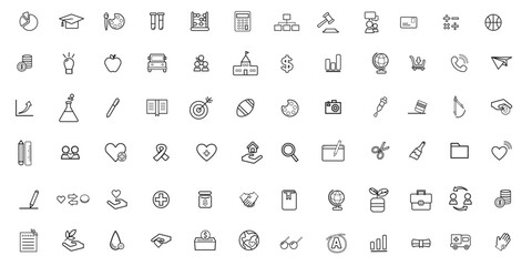 Mega set of icons in trendy line style. Business, ecommerce, finance, accounting. Icons collection. Vector illustration