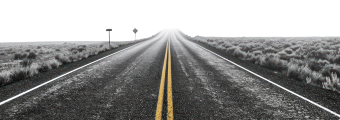 PNG Endless road through desolate landscape