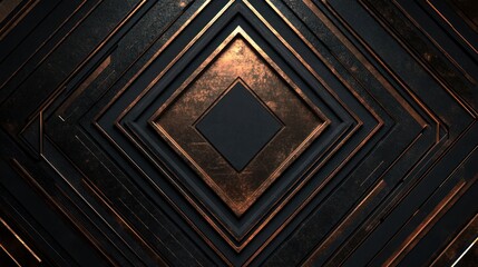Abstract geometric bronze and dark background