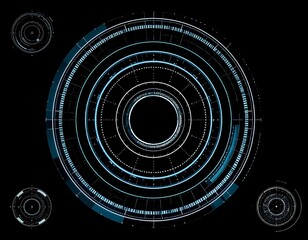 Futuristic digital interface with concentric circles