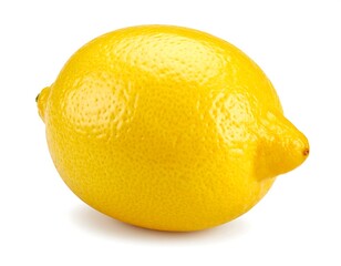 Single lemon, bright yellow, isolated on white