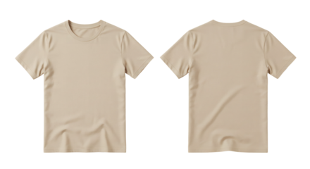 Tshirt Shirt Beige Casual Clothing Front Back View Mockup Template