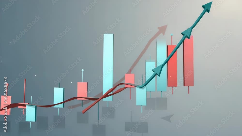 Poster stock market graph and forex trading chart vector illustration for business reports on grey backgrou
