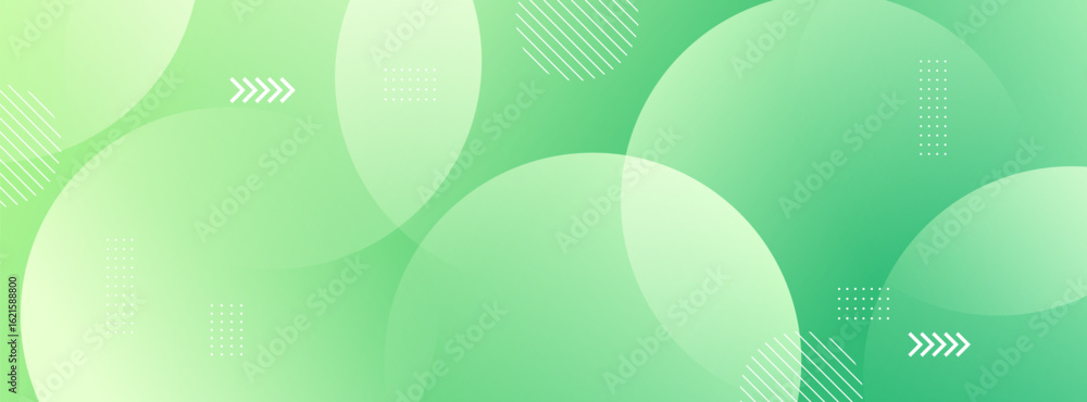 Aufkleber modern geometric banner background with a fresh green gradient and dynamic overlapping circle shapes