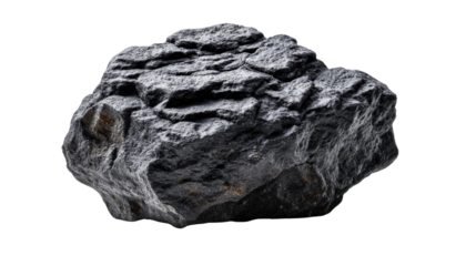 The Coal: A detailed view of a single piece of coal, with a rugged texture, a symbol of energy.
