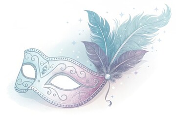 Elegant venetian masquerade mask with feathers