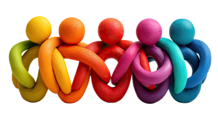 Unity Sculpture: A vibrant, cohesive sculpture, composed of interconnected, colorful figures, symbolizes unity, harmony, and the power of togetherness.