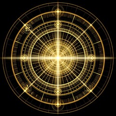 Obraz premium Golden circular design with radiating light