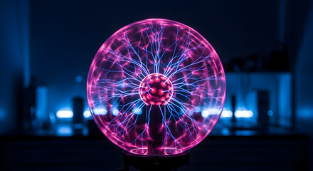 Captivating Plasma Globe Energy Physics Innovation Electrical Discharge Intricate Glowing Filaments Science Technology Abstract Concept