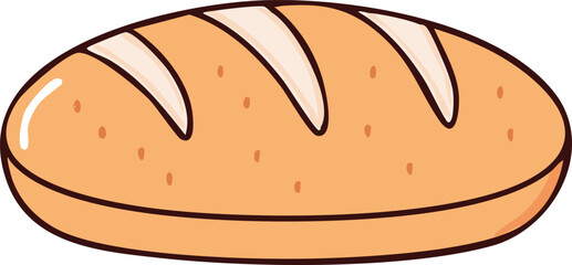 A cartoon drawing of a loaf of crusty bread with three slashes across the top.