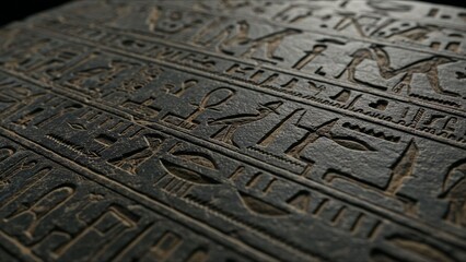 Ancient Egyptian Hieroglyphs on Stone Surface