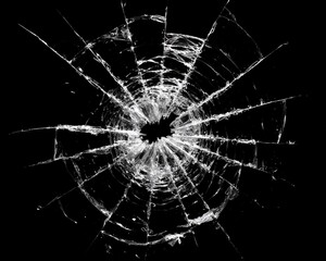 Radiating Cracks in Shattered Glass Pane