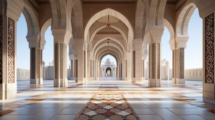 Obraz premium Magnificent Mosque Architecture: A Serene Corridor