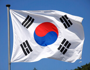 south korea flag waving in the wind
