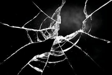 Shattered Glass Pane: Monochrome Image