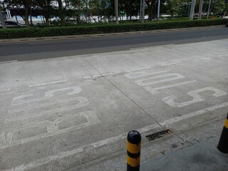 City bus stop line. Bus is one of the public transportation options that is easy, cheap, and...