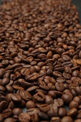 Aromatic coffee beans as background, closeup view