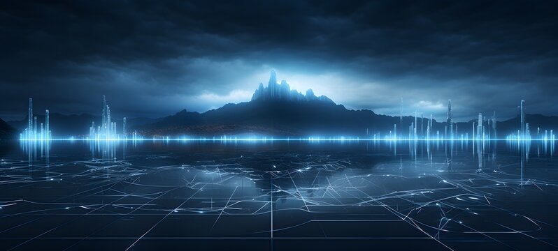 lake Wireframe, mozaic art, generative AI