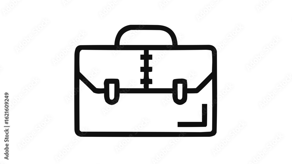 Poster a simple line drawing of a briefcase with a handle and clasps in black and white minimalist style ar
