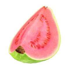 Photo of a guava slice isolated on a transparent background.