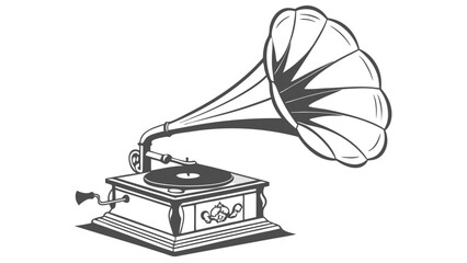Vintage Gramophone Turntable with a Classic Design Playing a Record