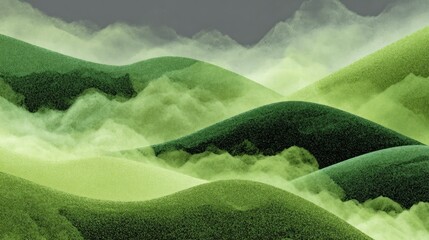 Misty green hills