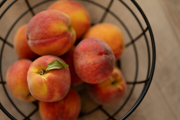 peaches in a basket