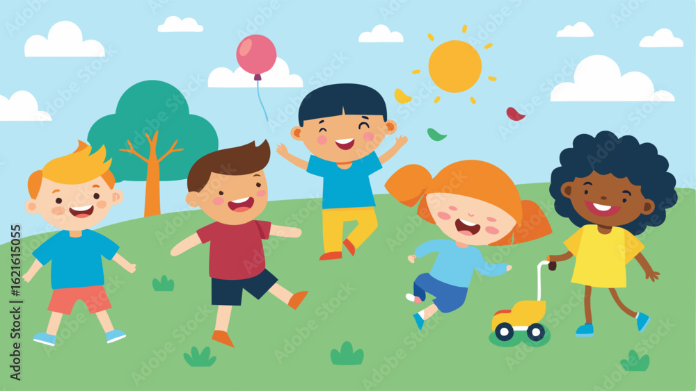 Poster character diversity a group of diverse children each with different abilities and appearances playin