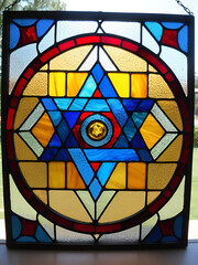 A Star of David stained glass window