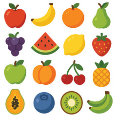 Assorted fresh fruits in a grid apple banana