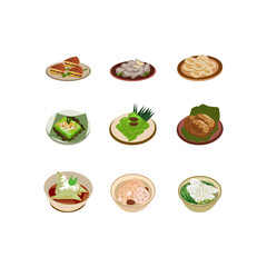 Traditional Indonesian food set illustration 