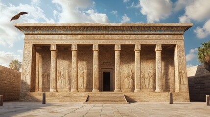 Naklejka premium Ancient Egyptian Temple: A Majestic Architectural Marvel