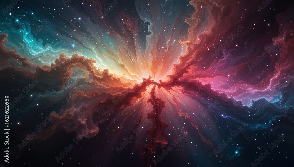 Aufkleber colorful celestial nebulae with intricate patterns.