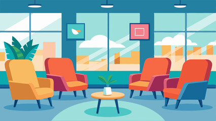 Comfortable armchairs were tered throughout the lobby inviting patients to rest and relax while they waited.