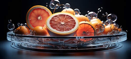 fruits slice Wireframe,creative commons attribution, generative AI